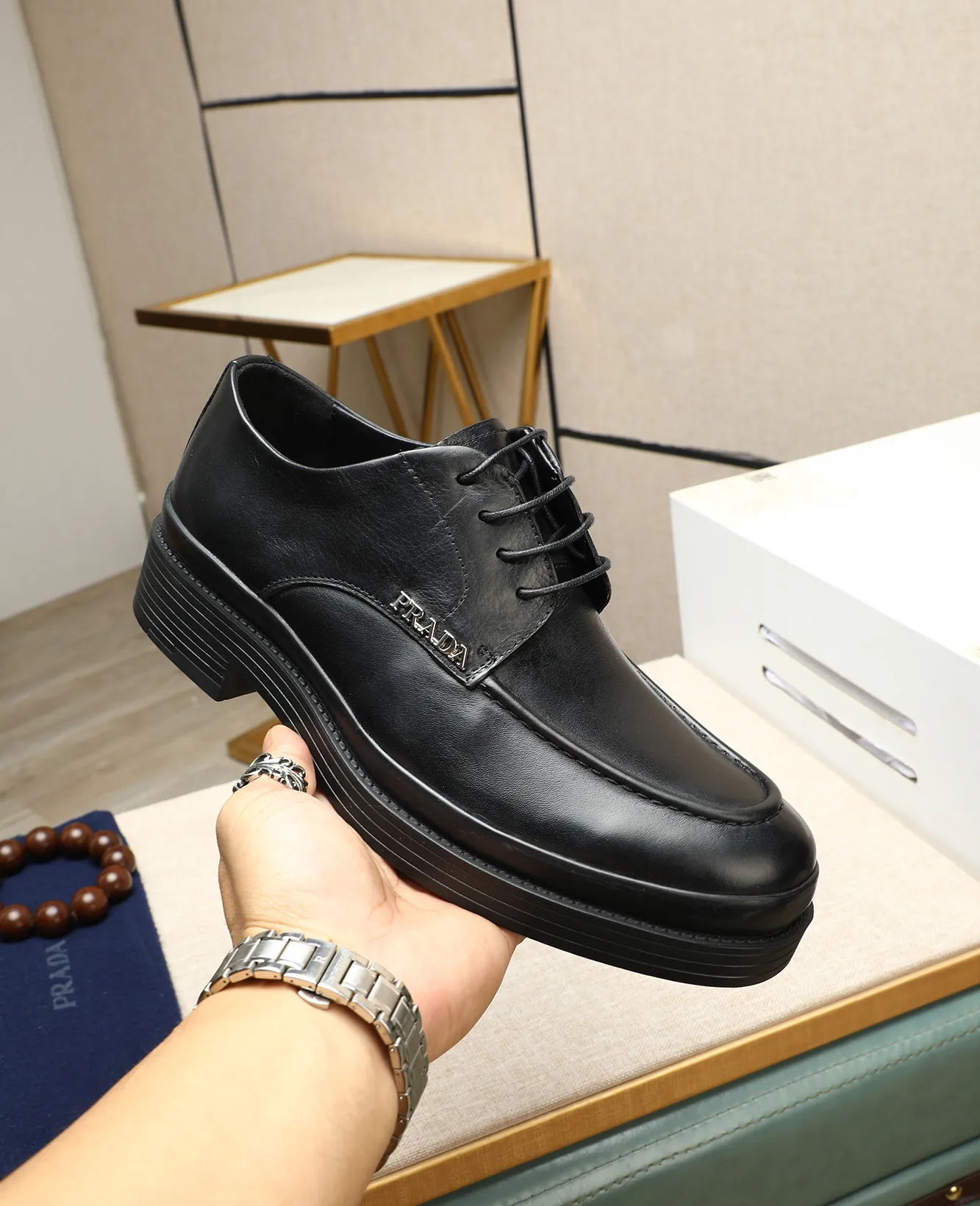 Men's men's shoes 💰540 (water-dyed cow leather) 📛📛PRADA high-end counter's latest formal business leather shoes 👔original and highest quality! Imported from Italy 🇮🇹 first-layer calfskin fabric ➕ cowhide lining Original outsole Formal size: 38➖44 (45 customized)